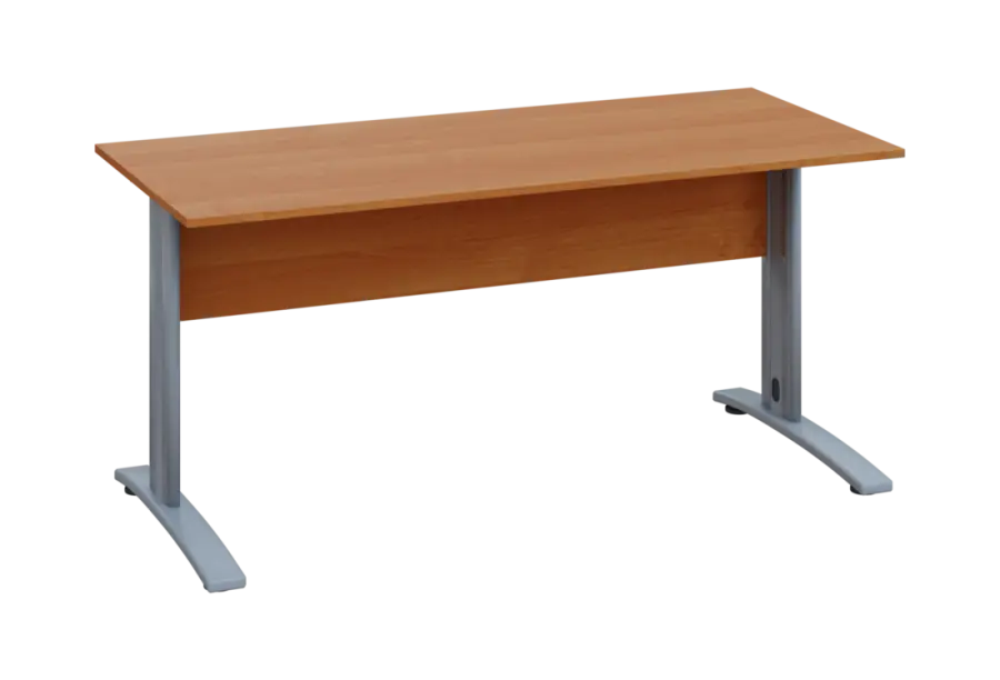 EPK 17 - 16 stůl kancelářský, kovová podnož stříbrná, deska 18 mm, široký 1600 mm, olše jantar